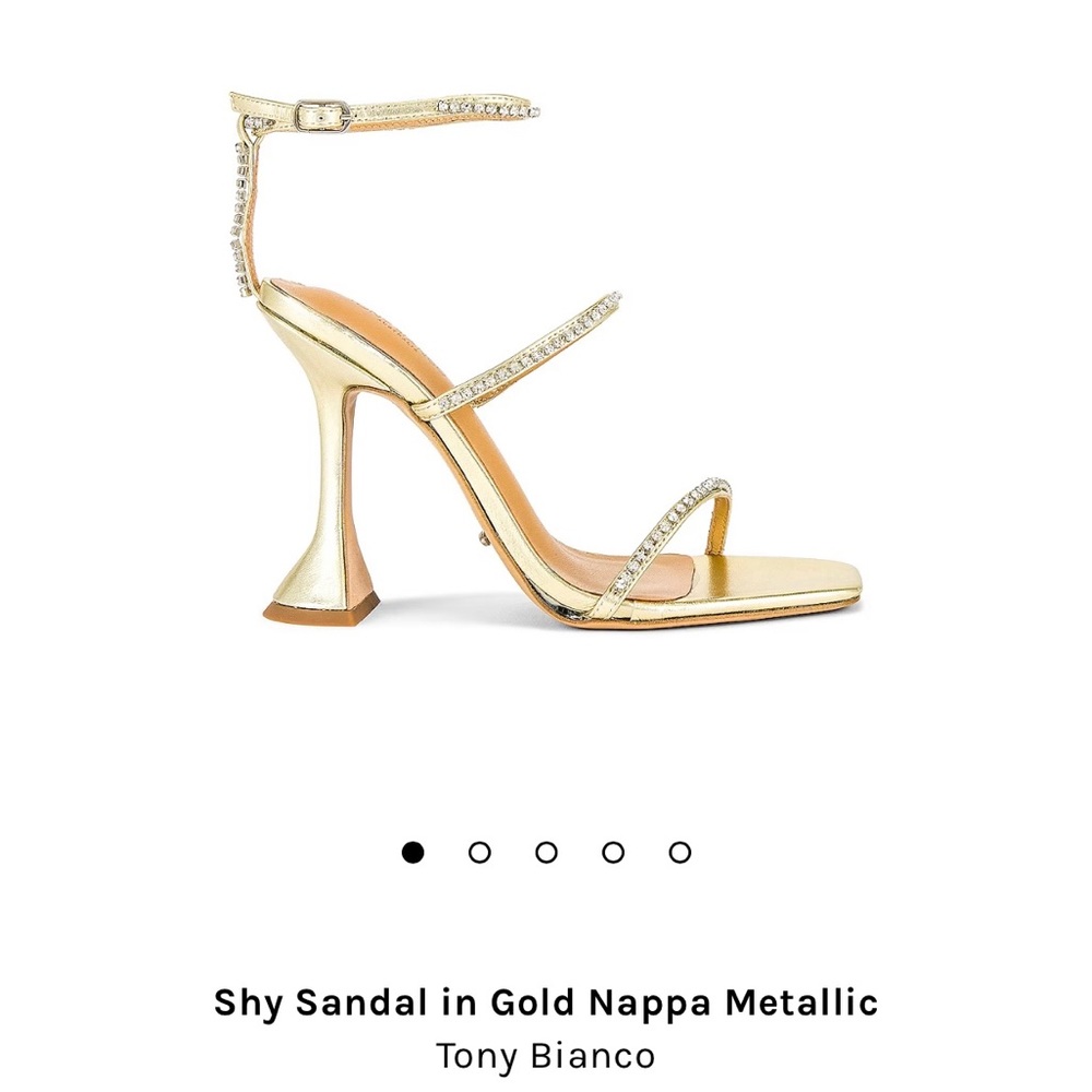 Tony Bianco Shy Sandal in Gold Nappa Metallic Heels